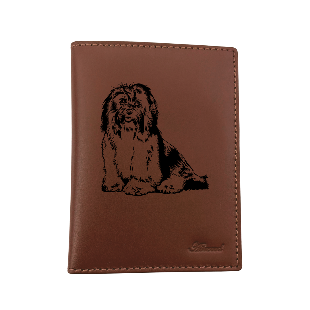 Havanese Engraved Leather Passport Cover