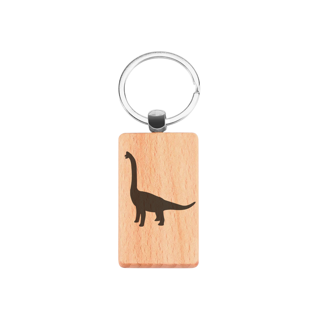 Brachiosaurus Dinosaur Engraved Rectangle Wooden Keyring