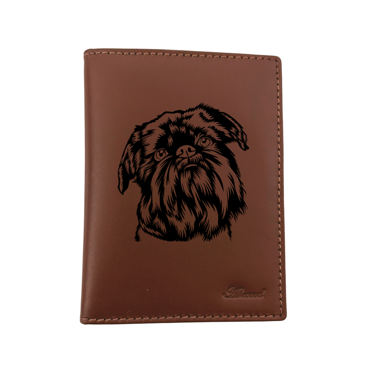 Griffon Bruxellois Engraved Leather Passport Cover
