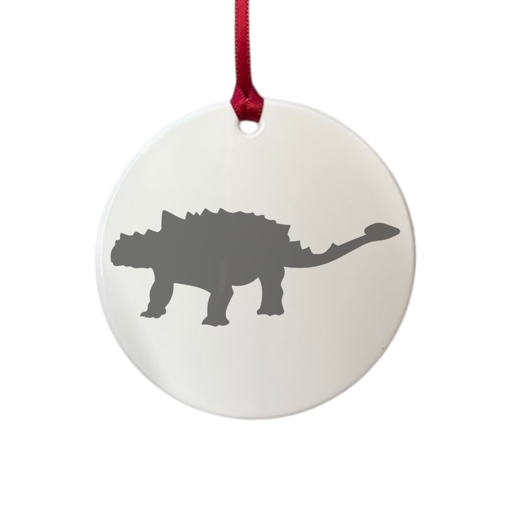 Personalised Ankylosaurus Dinosaur Engraved White Acrylic Decoration