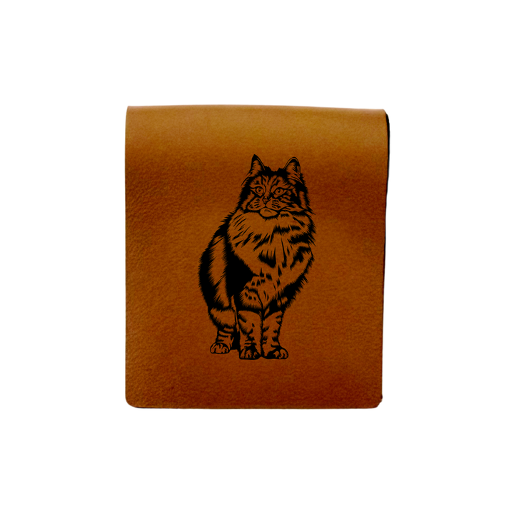 Norwegian Forest Cat Engraved Genuine Leather Magnetic Bookmark
