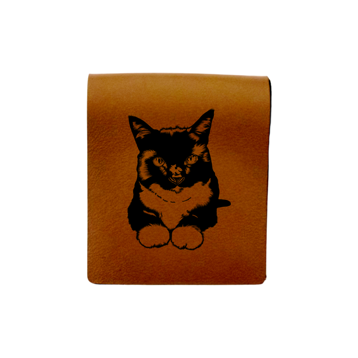 Tuxedo Cat LD Engraved Genuine Leather Magnetic Bookmark
