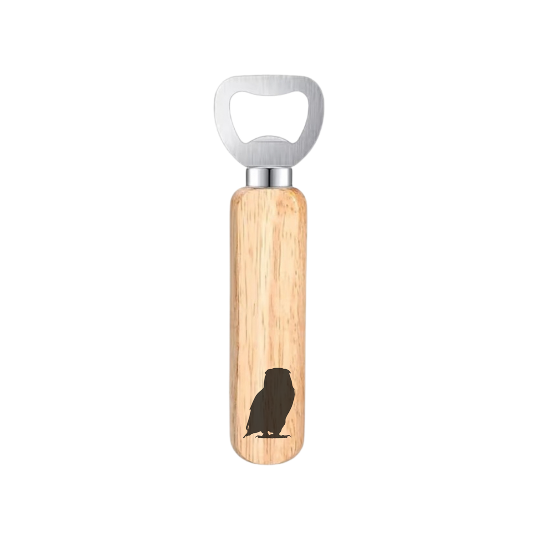 Owl Silhouette Engraved Wooden Bottle Opener