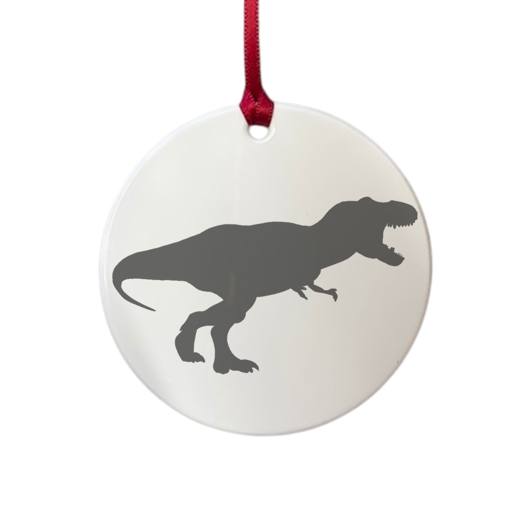 Personalised T-Rex Tyrannosaurus Rex Dinosaur Engraved White Acrylic Decoration