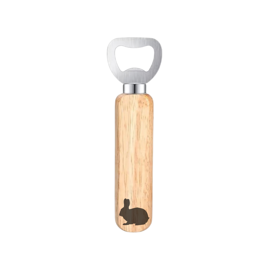 Bunny Rabbit Silhouette Engraved Wooden Bottle Opener