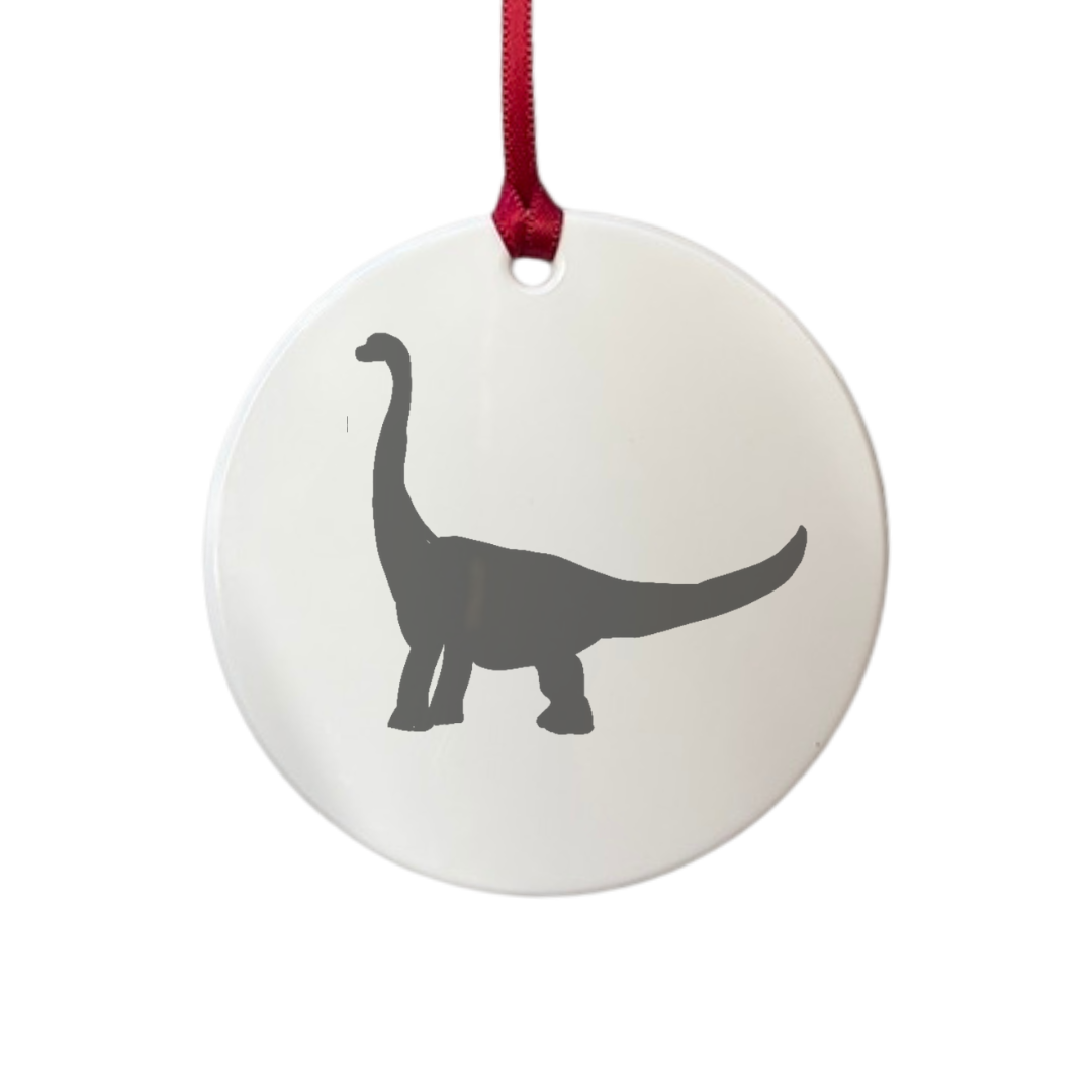 Personalised Brontosaurus Dinosaur Engraved White Acrylic Decoration