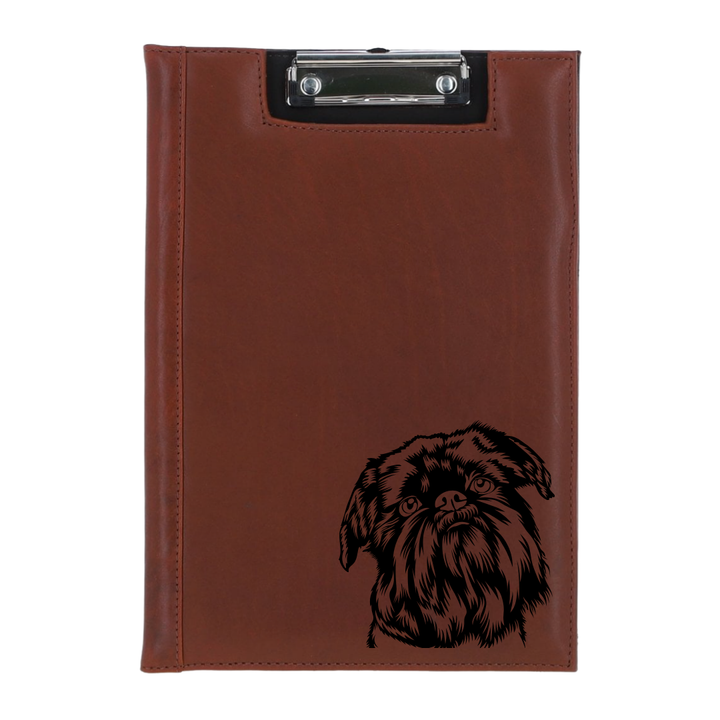 Griffon Bruxellois Engraved Leather Clipboard