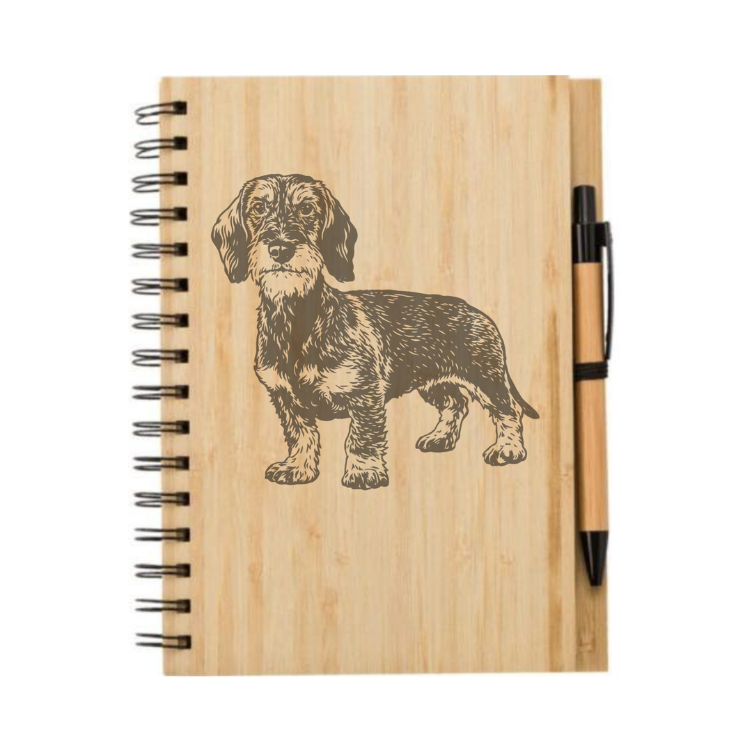 Wirehaired Dachshund Standing Illustration Engraved Notebook