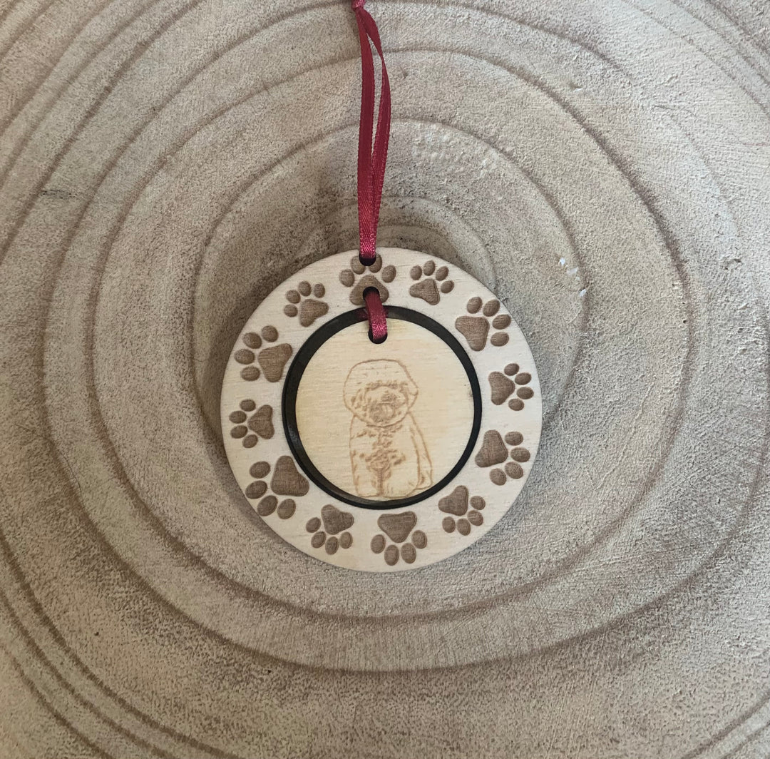 Bichon Frisée Body Illustration Hanging Decoration ~ Mini Paw Wreath