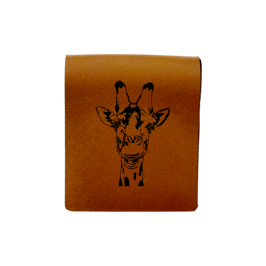 Giraffe Engraved Genuine Leather Magnetic Bookmark