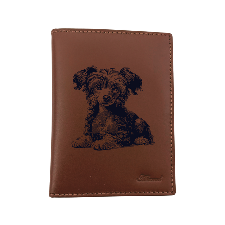 Chinese Crested Dog LD Engraved Leather Passport Cover
