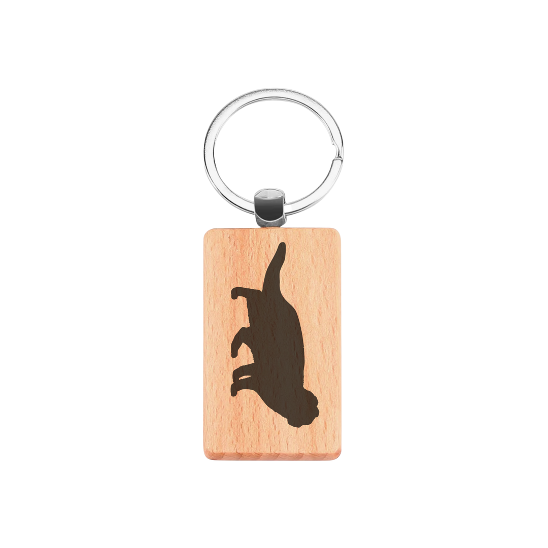 Scottish Fold Cat Silhouette L Engraved Rectangle Wooden Keyring