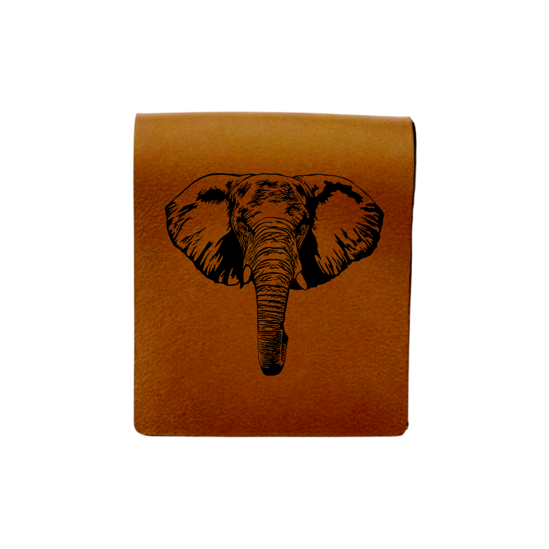 Elephant Engraved Genuine Leather Magnetic Bookmark