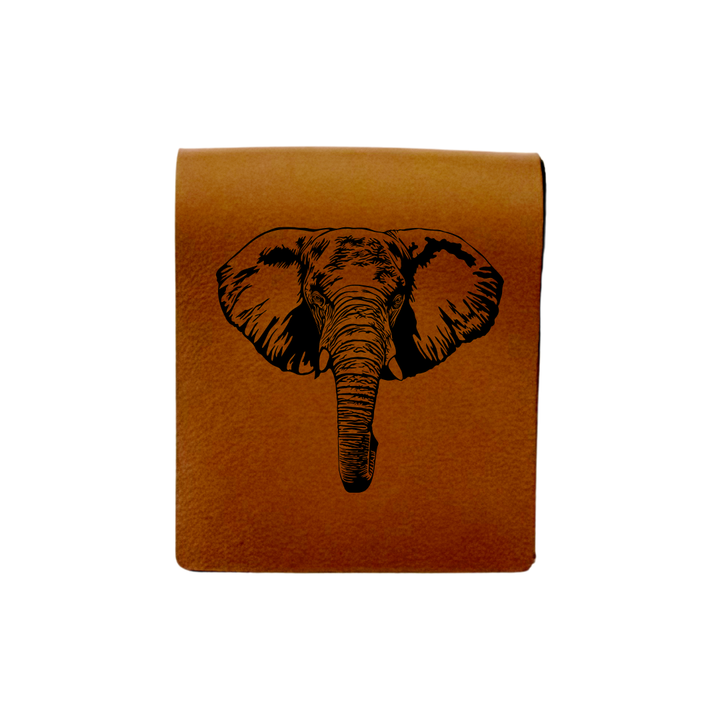 Elephant Engraved Genuine Leather Magnetic Bookmark