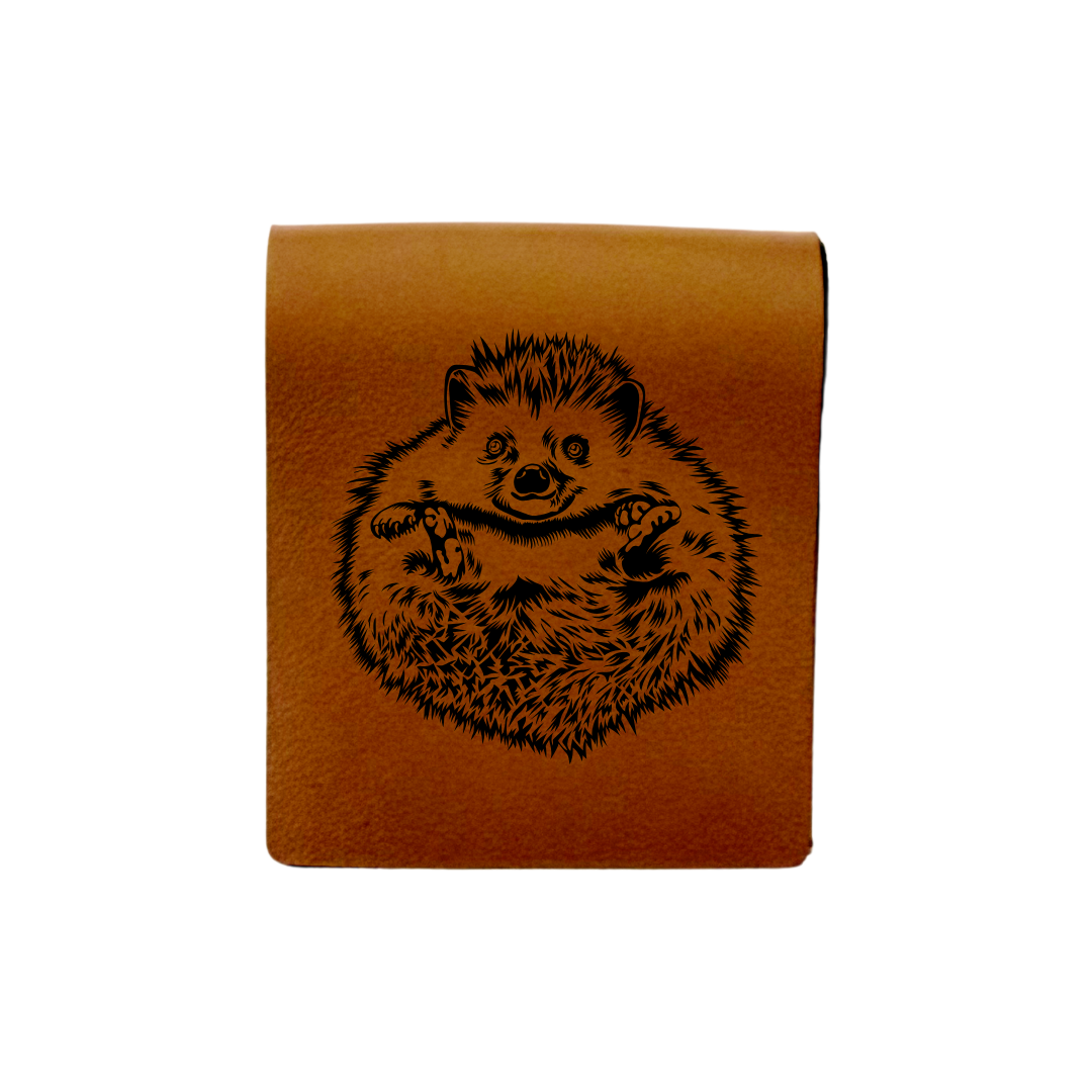Hedgehog Belly Engraved Genuine Leather Magnetic Bookmark