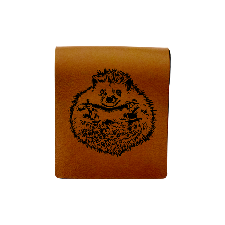 Hedgehog Belly Engraved Genuine Leather Magnetic Bookmark