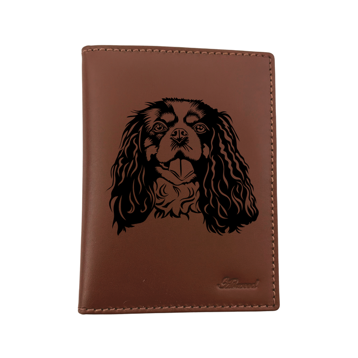 Cavalier King Charles Spaniel Face Engraved Leather Passport Cover