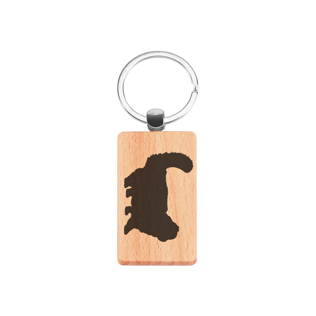 Persian Cat Silhouette L Engraved Rectangle Wooden Keyring