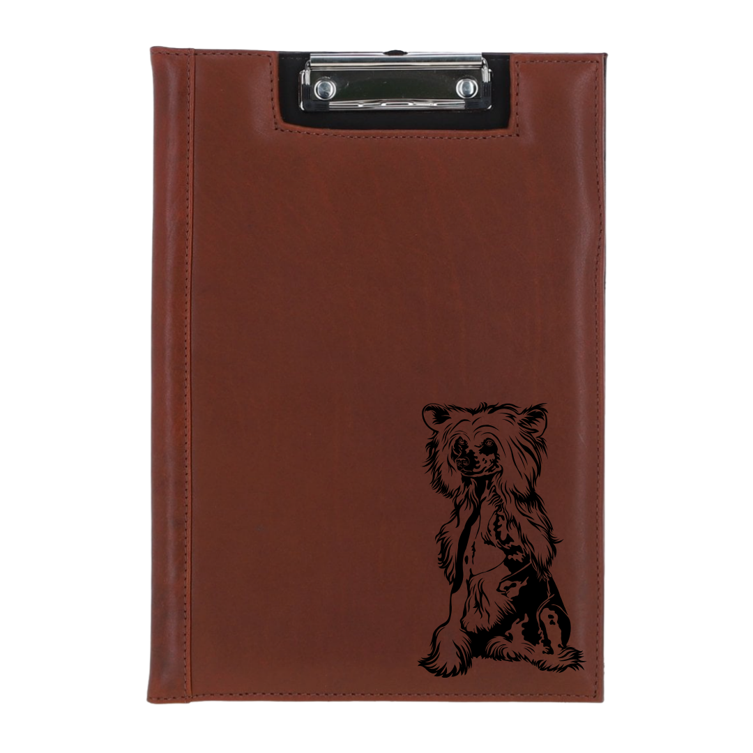 Chinese Crested Dog Engraved Leather Clipboard