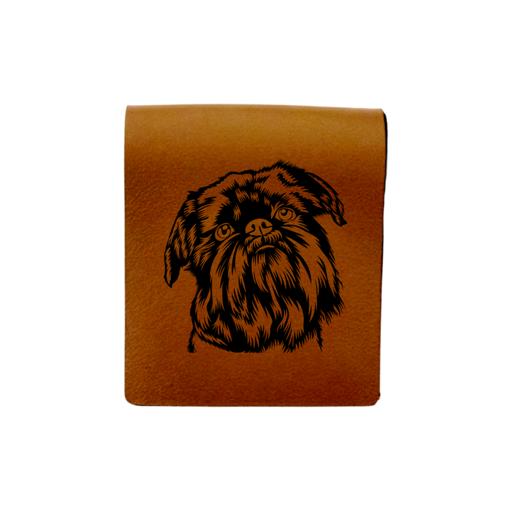 Griffon Bruxellois Engraved Genuine Leather Magnetic Bookmark