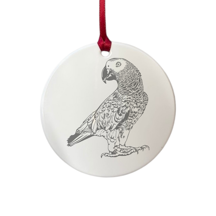 Personalised Parrot Engraved White Acrylic Decoration