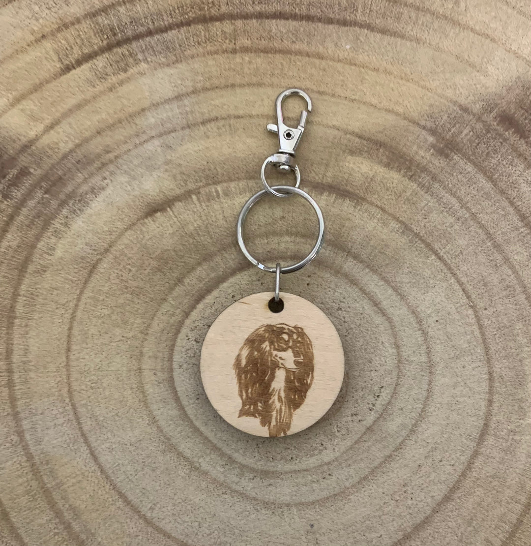 Saluki Dog Engraved Wooden Keyring