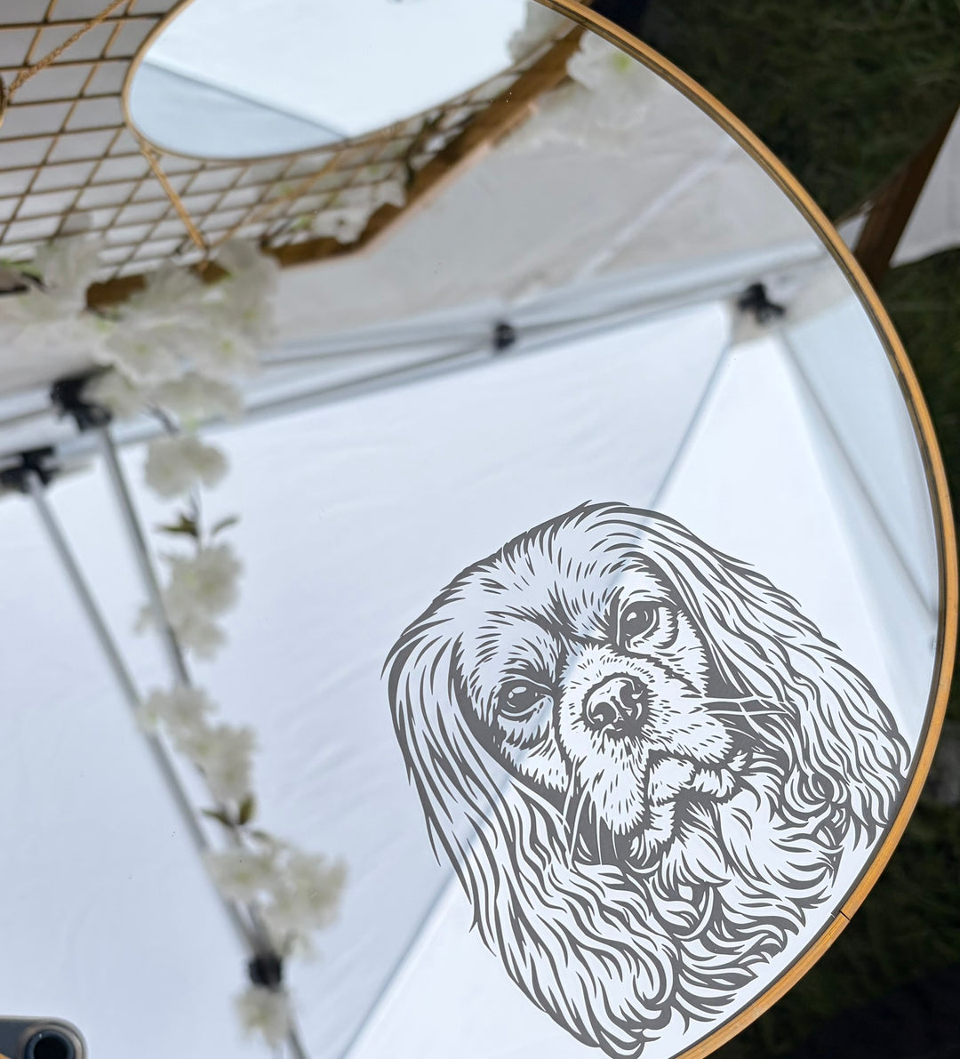 R Cavalier King Charles Spaniel Engraved Gold Mirror