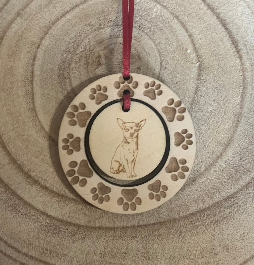 Custom Pet Portrait Hanging Decoration ~ Paw Wreath