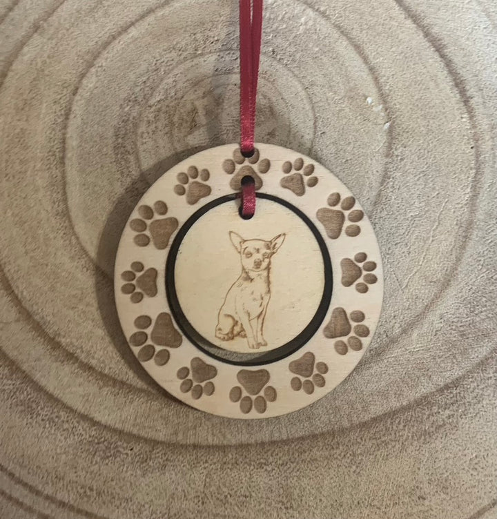 Custom Pet Portrait Hanging Decoration ~ Paw Wreath