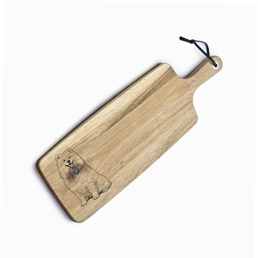 Personalised Samoyed Sitting Engraved Acacia Serving Board