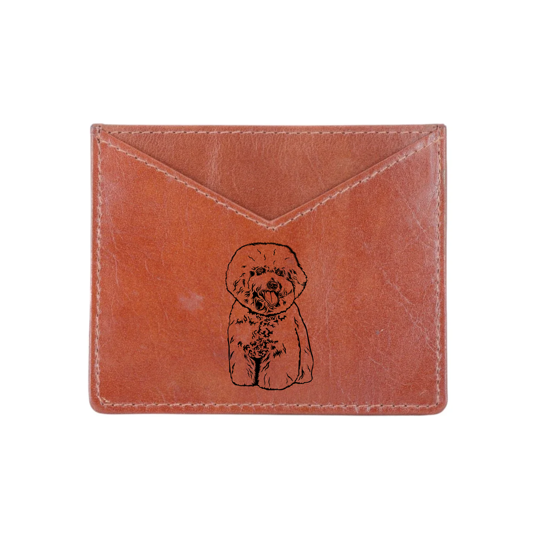 Bichon Frise Engraved Genuine Leather Cardholder
