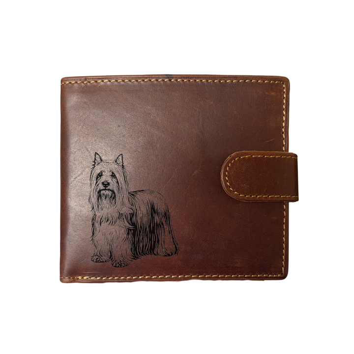 Personalised Australian Terrier Engraved Dark Tan Genuine Leather Wallet