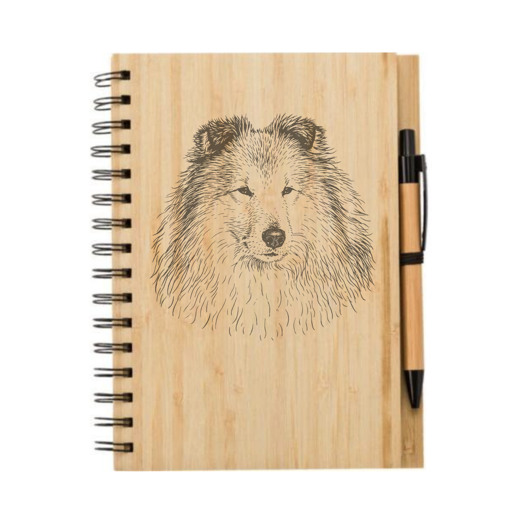 Shetland Sheepdog Face llustration Engraved Notebook