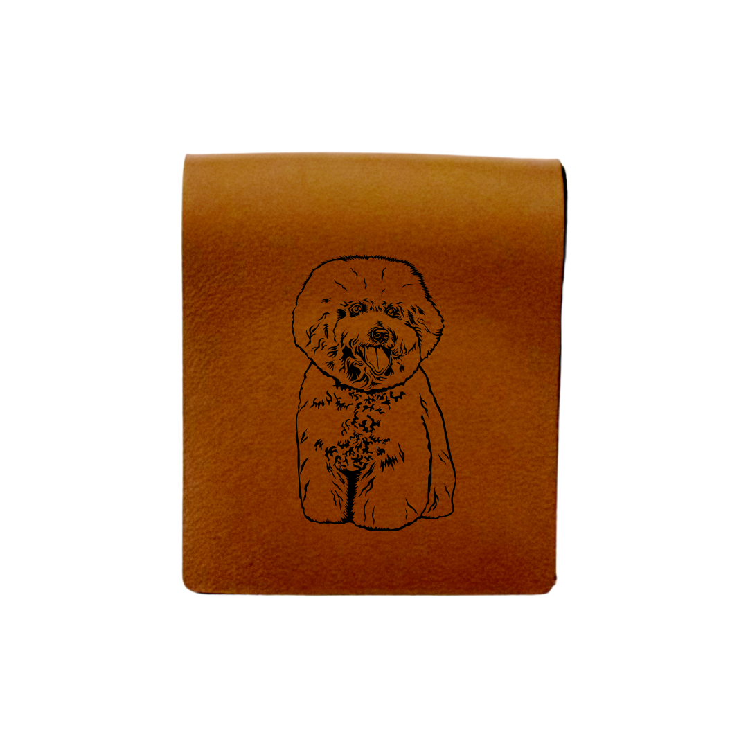 Bichon Frise Engraved Genuine Leather Magnetic Bookmark