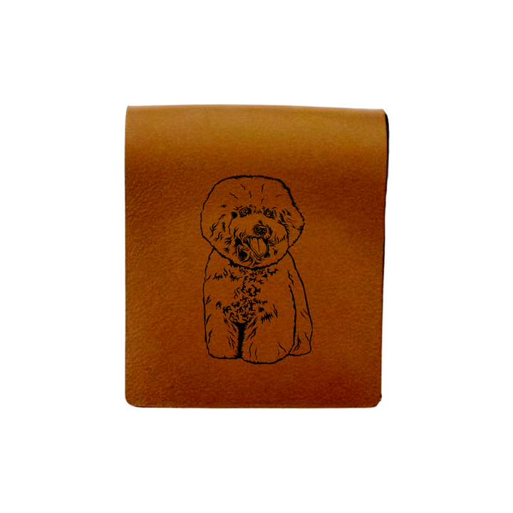 Bichon Frise Engraved Genuine Leather Magnetic Bookmark