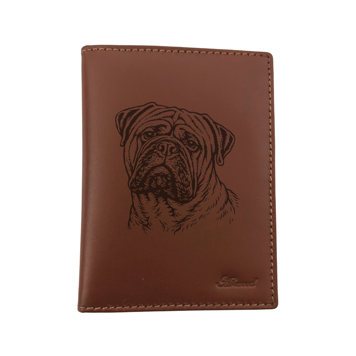 Bullmastiff Face Engraved Leather Passport Cover