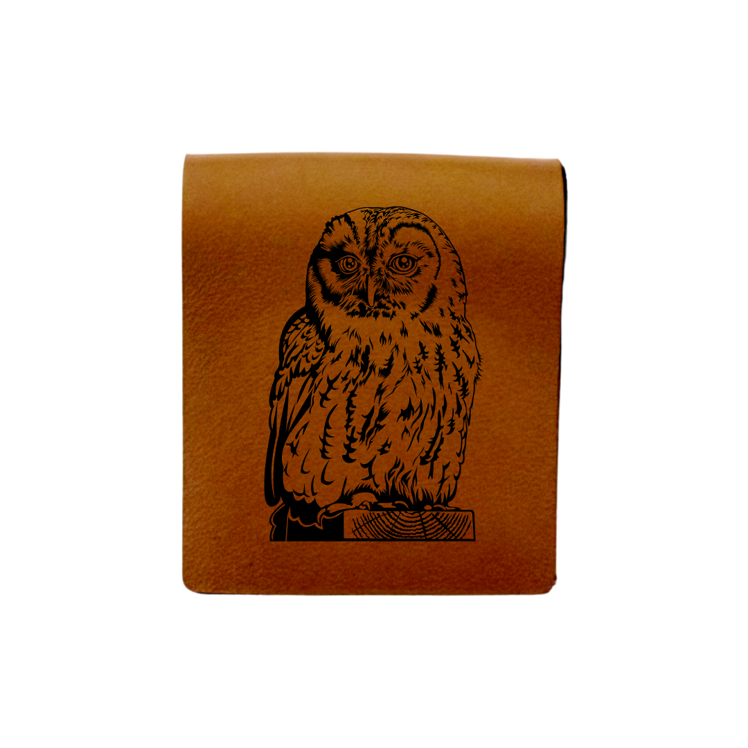 Owl Engraved Genuine Leather Magnetic Bookmark