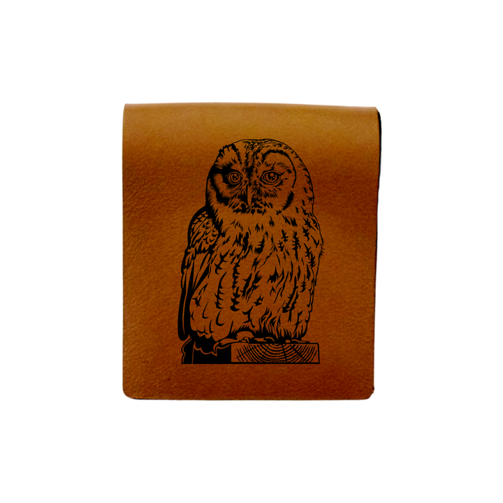 Owl Engraved Genuine Leather Magnetic Bookmark