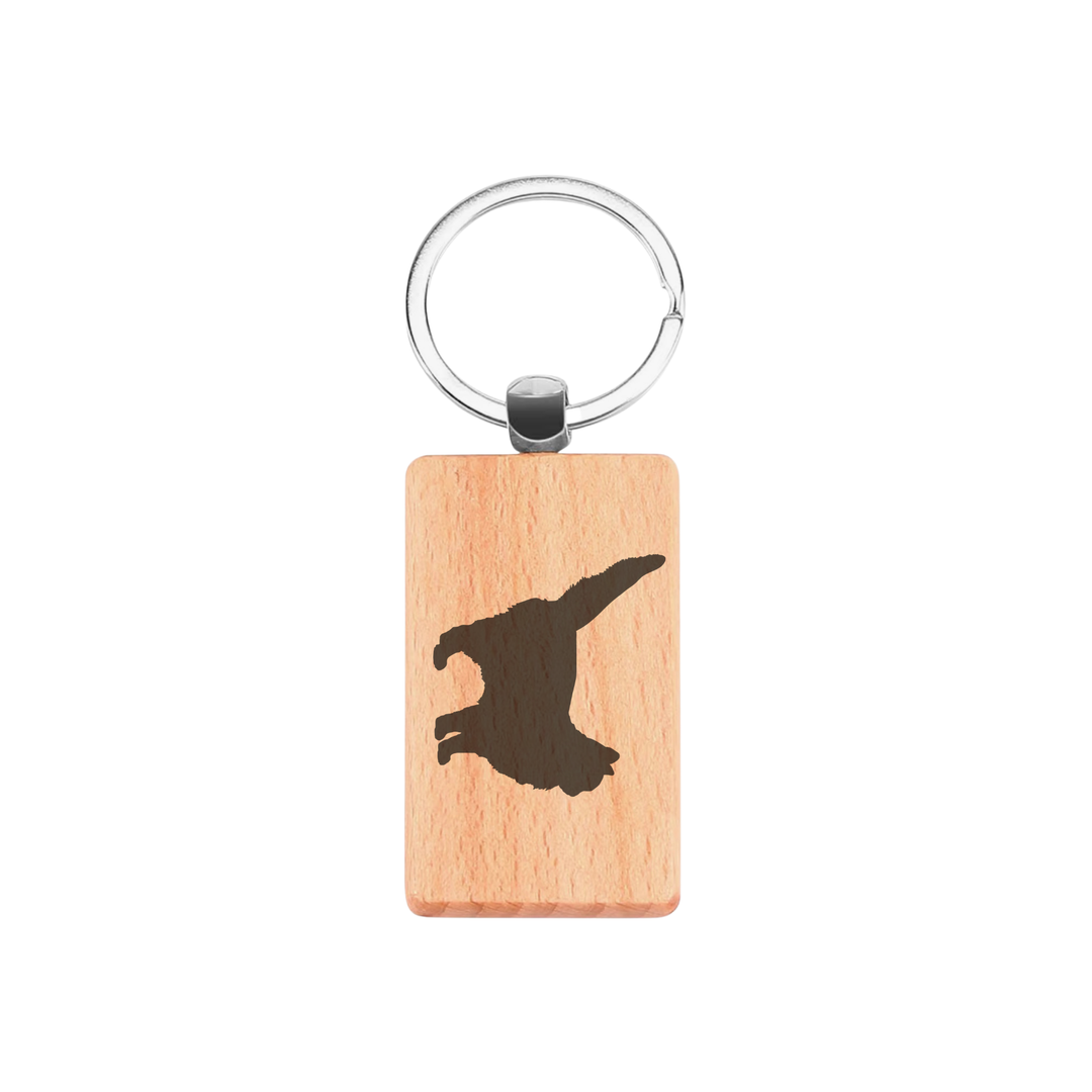 Siberian Cat Silhouette L Engraved Rectangle Wooden Keyring