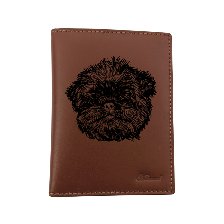 Affenpinscher Face Engraved Leather Passport Cover
