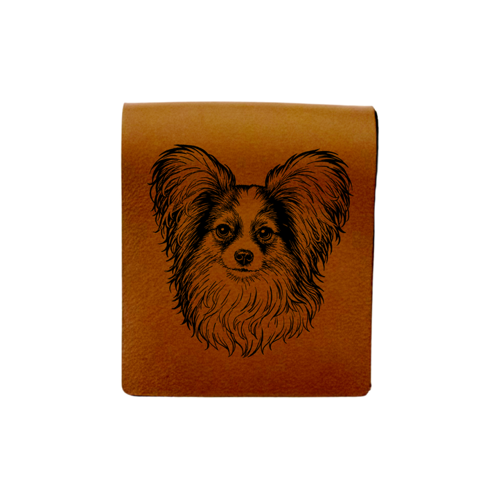 Papillon Face Engraved Genuine Leather Magnetic Bookmark