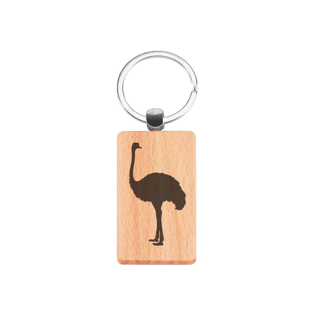 Emu Silhouette P Engraved Rectangle Wooden Keyring