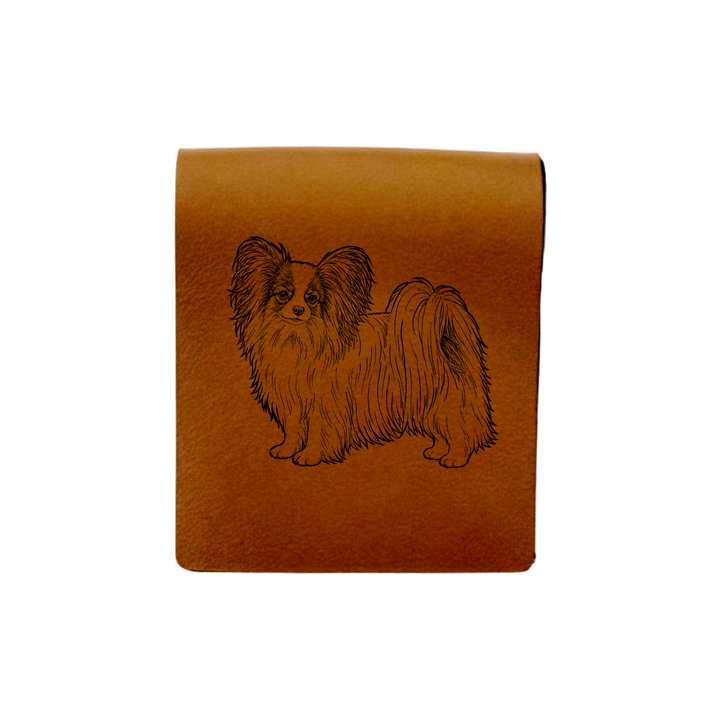 Papillon Standing Engraved Genuine Leather Magnetic Bookmark