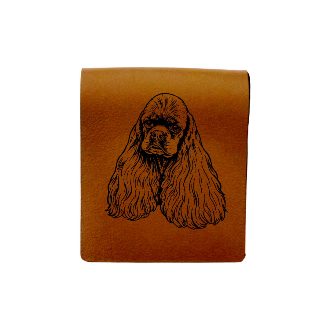 American Cocker Spaniel Face Engraved Genuine Leather Magnetic Bookmark