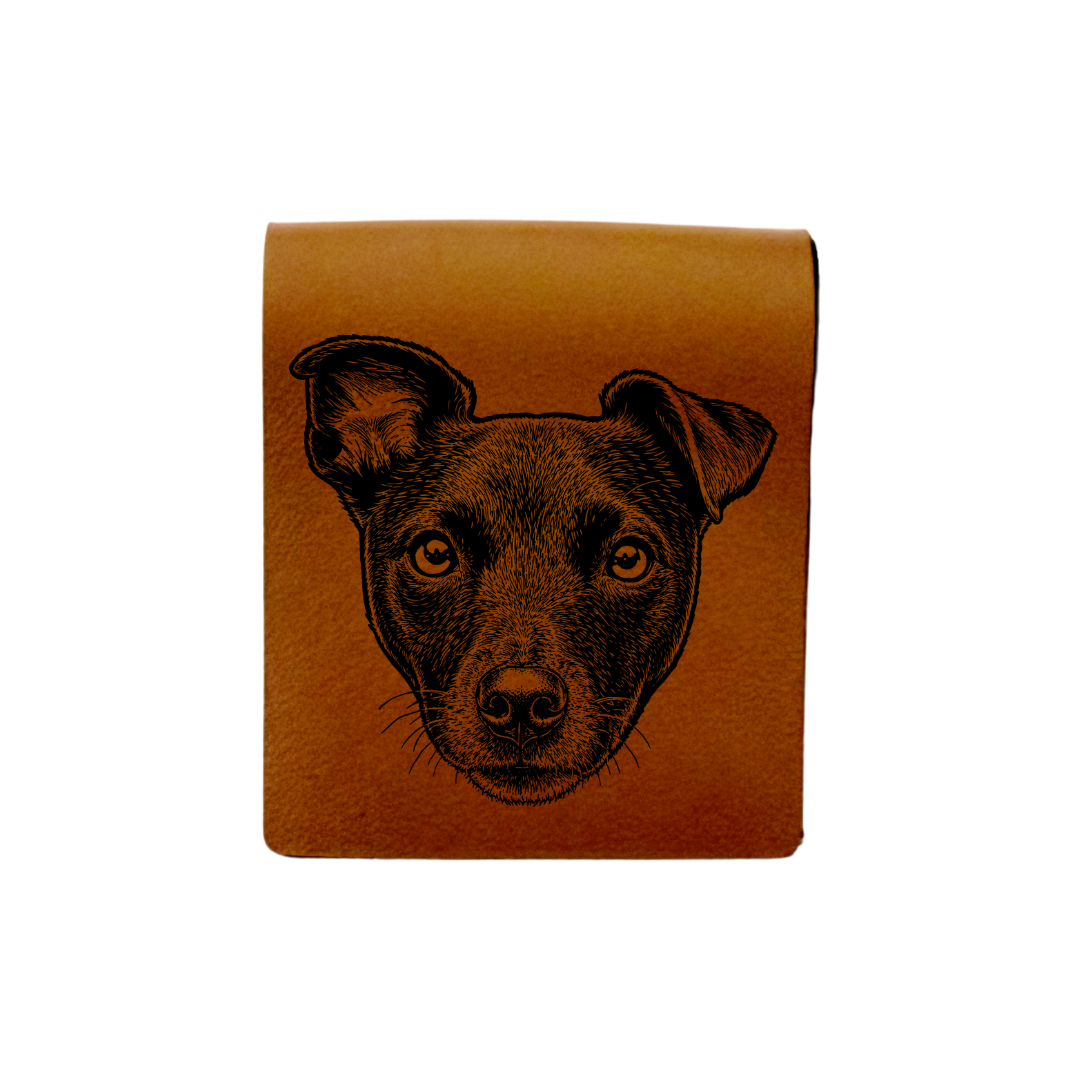 Patterdale Terrier Face Engraved Genuine Leather Magnetic Bookmark