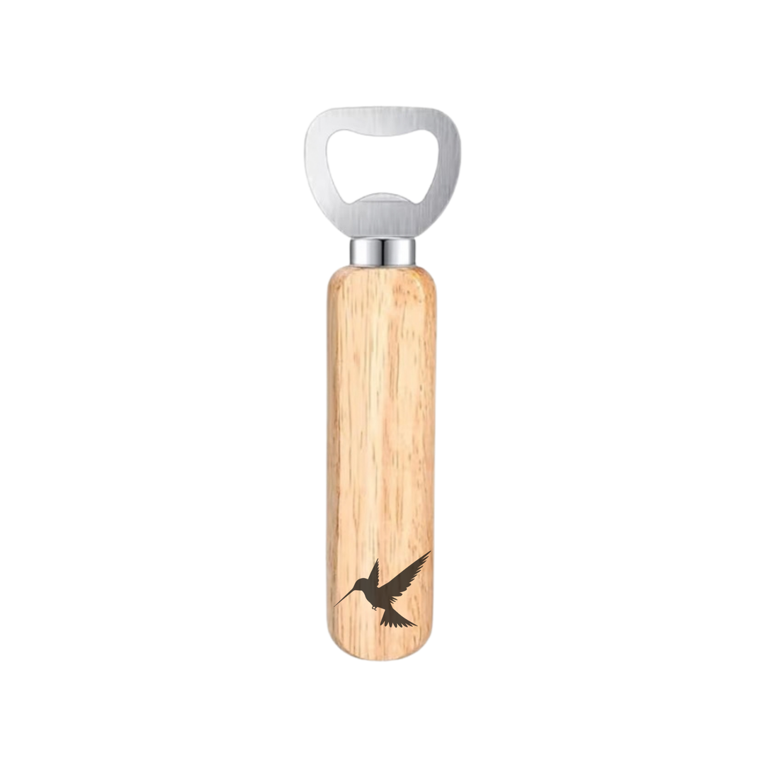 Hummingbird Silhouette Engraved Wooden Bottle Opener