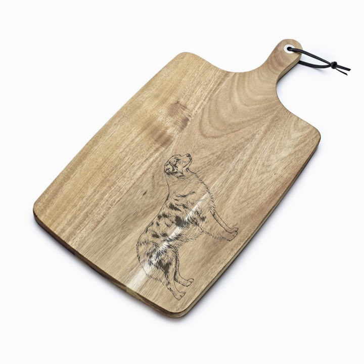 Personalised Australian Shepherd Standing Engraved Acacia Serving Board