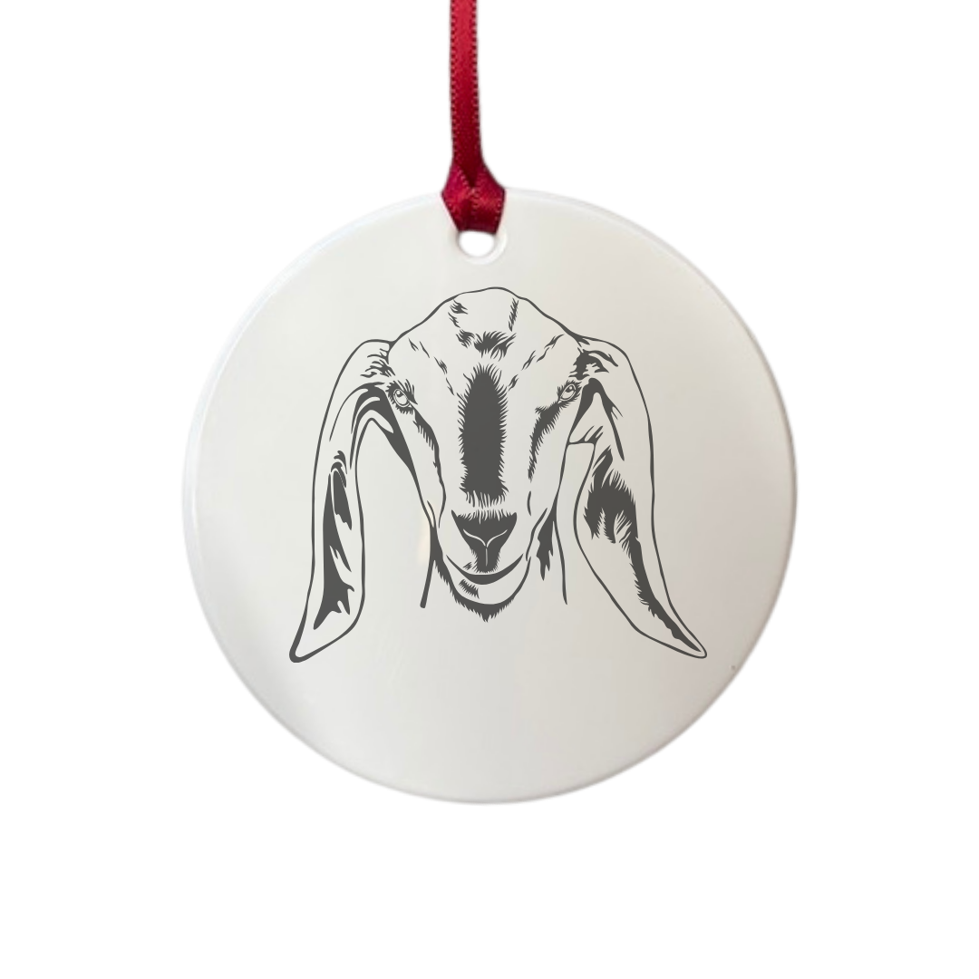 Personalised Nubian Goat Engraved White Acrylic Decoration