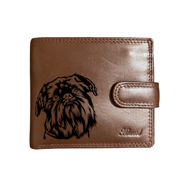 Personalised Griffon Bruxellois Engraved Dark Tan Genuine Leather Wallet