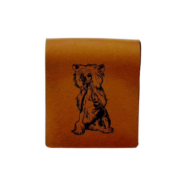 Chinese Crested Dog Engraved Genuine Leather Magnetic Bookmark